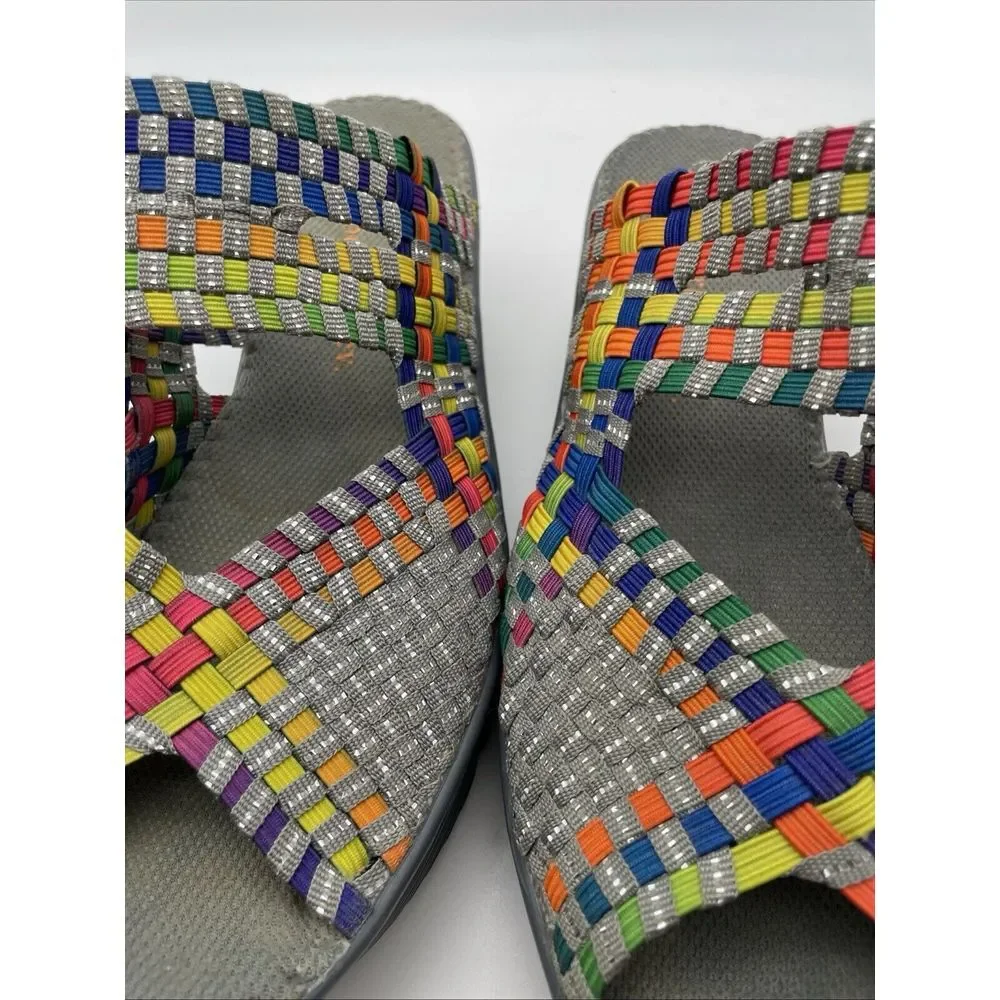 Bernie Mev Sandals Size 9 US 40 EU Wedge Rainbow Woven Womens Colorful Shoes‎